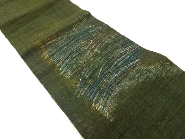 JAPANESE NAGOYA OBI / MAWATA TSUMUGI / PULP CLOTH / WOVEN ABSTRACT WAVE